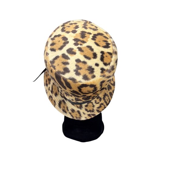 Leopard Print Mr. John Classic Bucket Hat With Black Ribbon Accent & Floral Lini main image 4